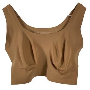 True & Co Bralette Bra Womens 34DDD Medium Beige Knit Wireless Seamless Comfort